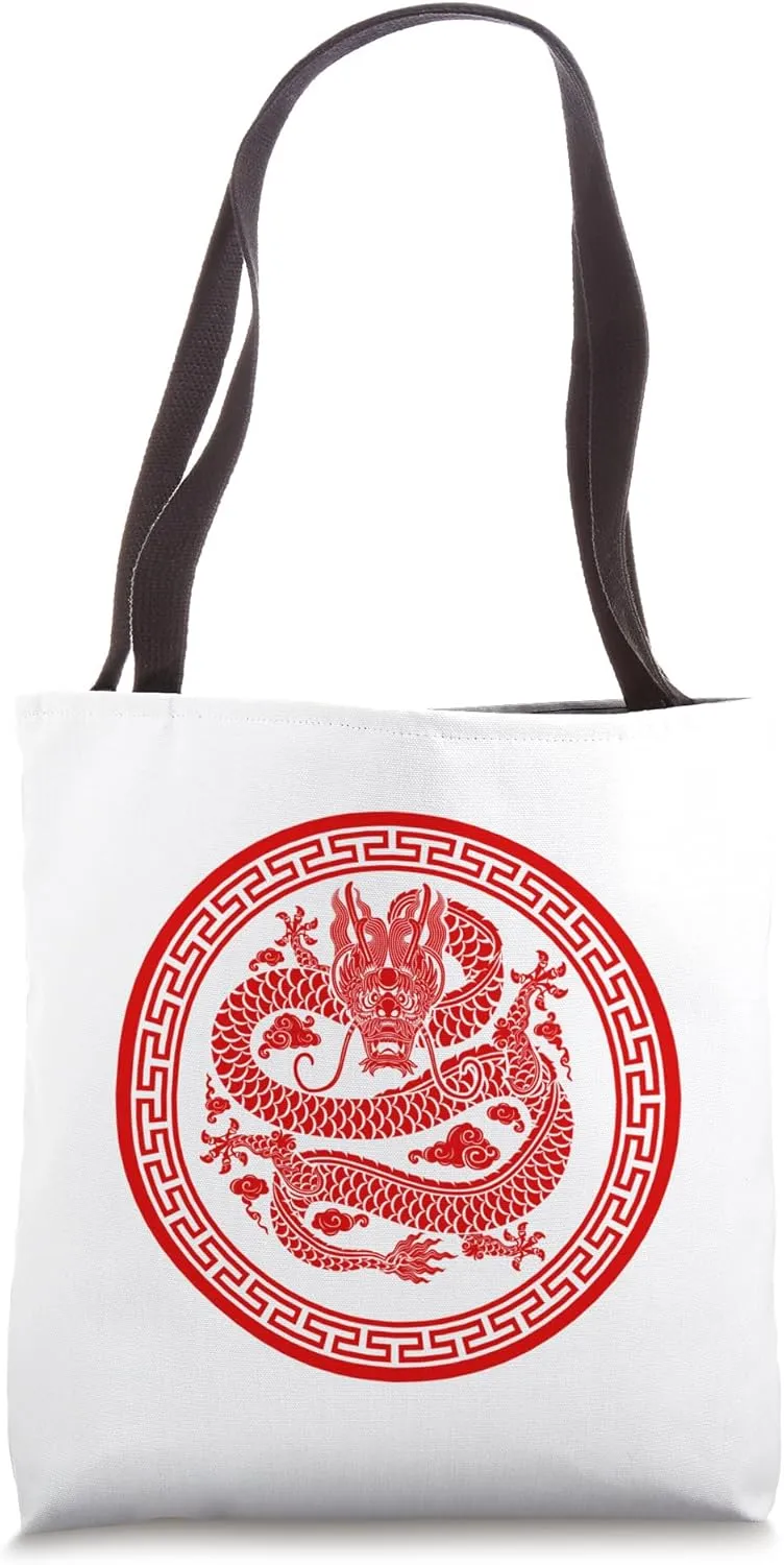 Lucky Money Red Envelope Red Pocket Dragon Year Ingot Zen Tote Bag