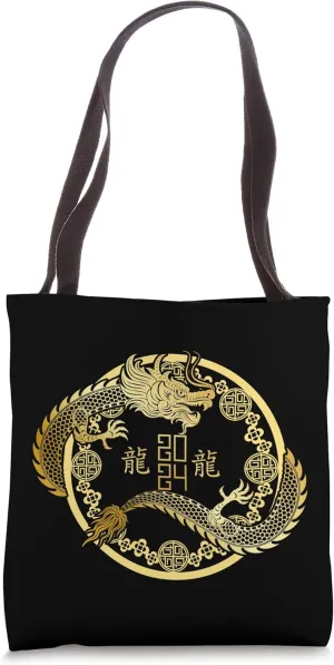 Lucky Money Red Pocket Dragon Year Ingot Coin ART ON BACK Tote Bag