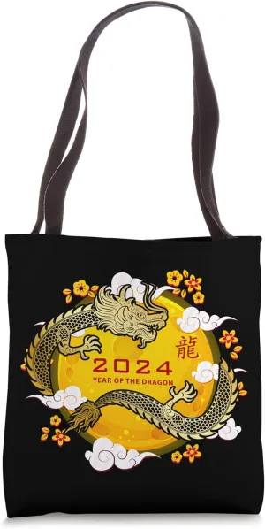 Lucky Money Red Pocket Dragon Year Ingot Coin ART ON BACK Tote Bag