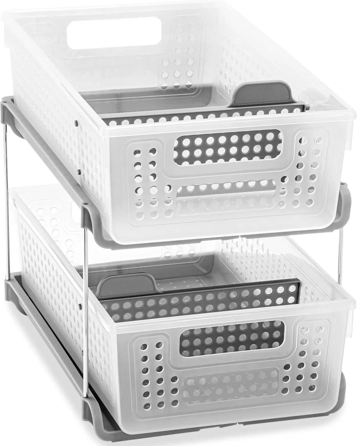 madesmart Antimicrobial 2 Tier Organizer, Pack of 1, Frost
