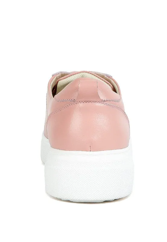 MAGULL Solid Lace Up Leather Sneakers