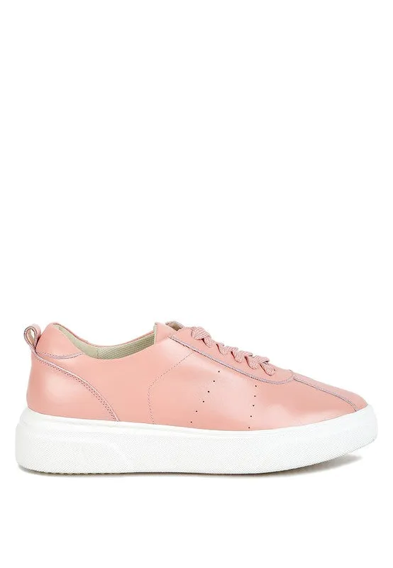 MAGULL Solid Lace Up Leather Sneakers