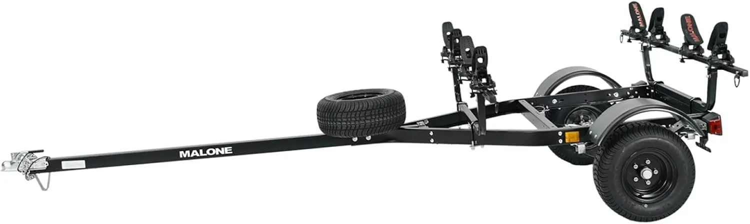 Malone MPG441GU-BLK MicroSport Off-Road 2 Kayak Trailer with 2 SaddleUp Pro Kayak Carriers & Spare Tire | 20' / 800 lbs Load Capacity | Fully Submersible | Black Powder Coat Finish
