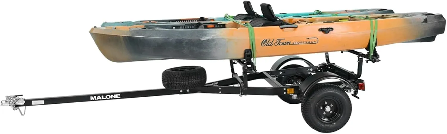 Malone MPG441GU-BLK MicroSport Off-Road 2 Kayak Trailer with 2 SaddleUp Pro Kayak Carriers & Spare Tire | 20' / 800 lbs Load Capacity | Fully Submersible | Black Powder Coat Finish