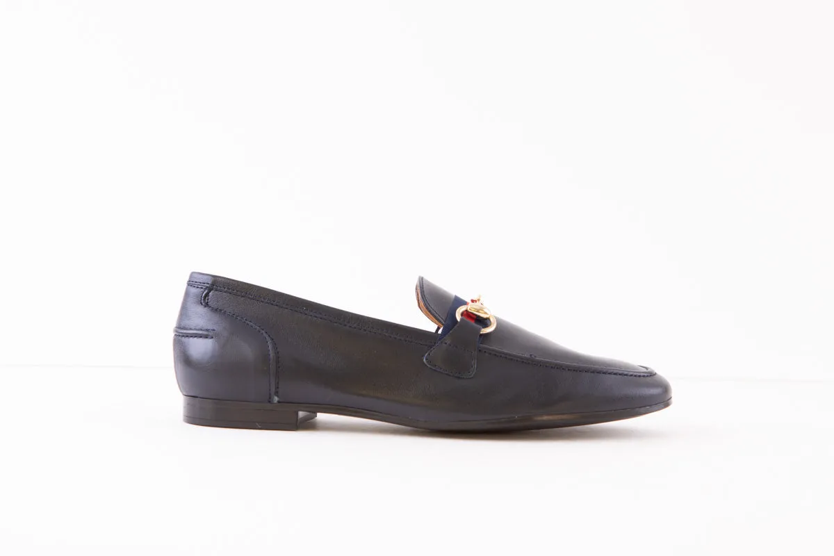 MARIA JAEN - 6003V LOW HEEL SLIP-ON SHOE - NAVY LEATHER