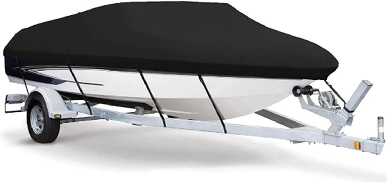 Marine Accessories 600D Yacht Boat Cover Water Resistant Scratch-Proof Anti-UV Protect Fishing Speedboat V-Shape Canvas for Boat Cover Tent B84465(11-13ft)