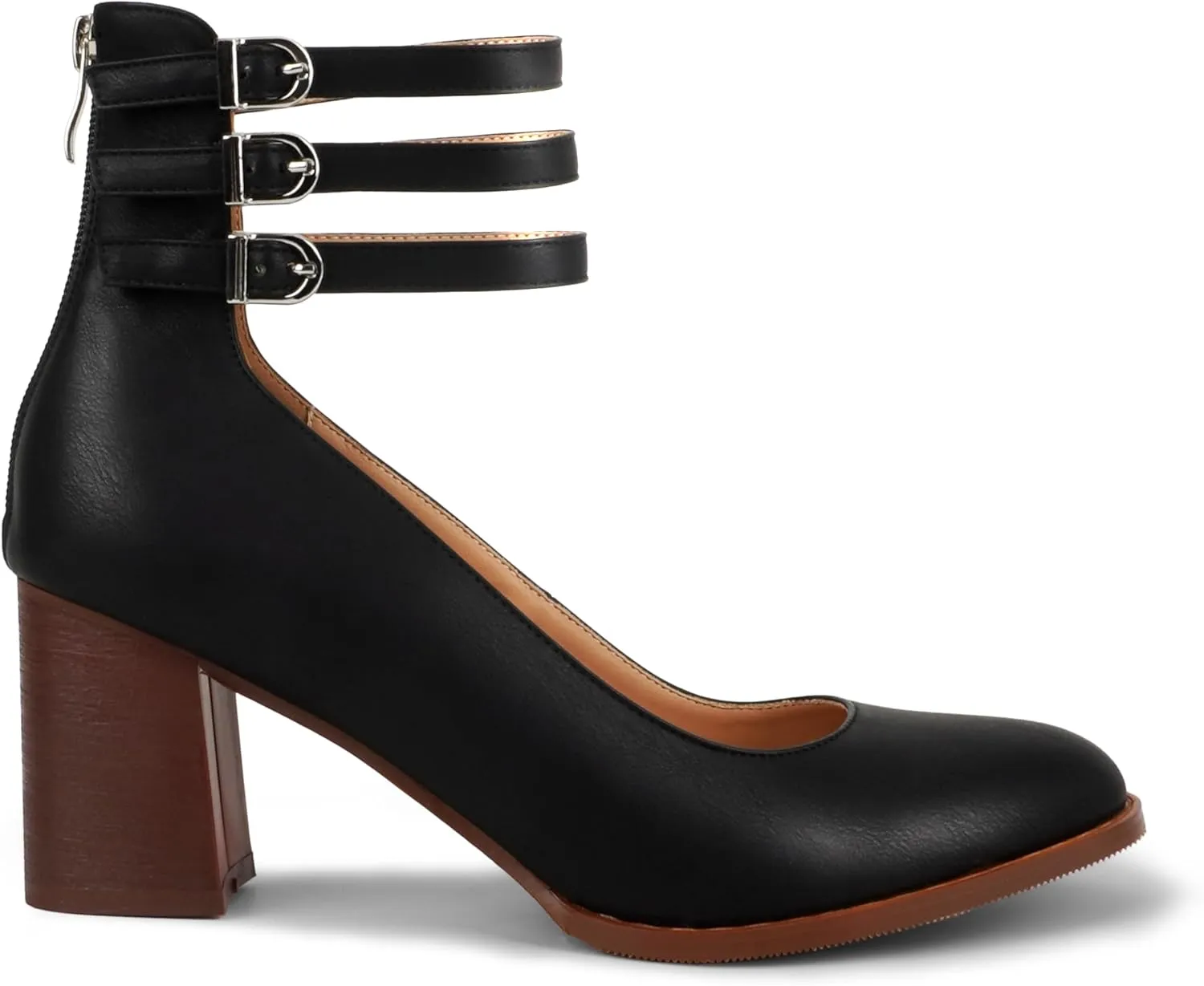 Mary Jane Shoe Women Heels Chunky Block Heel Close Round Toe Pumps Shoes with Ankle Strap Dress Party Shoes