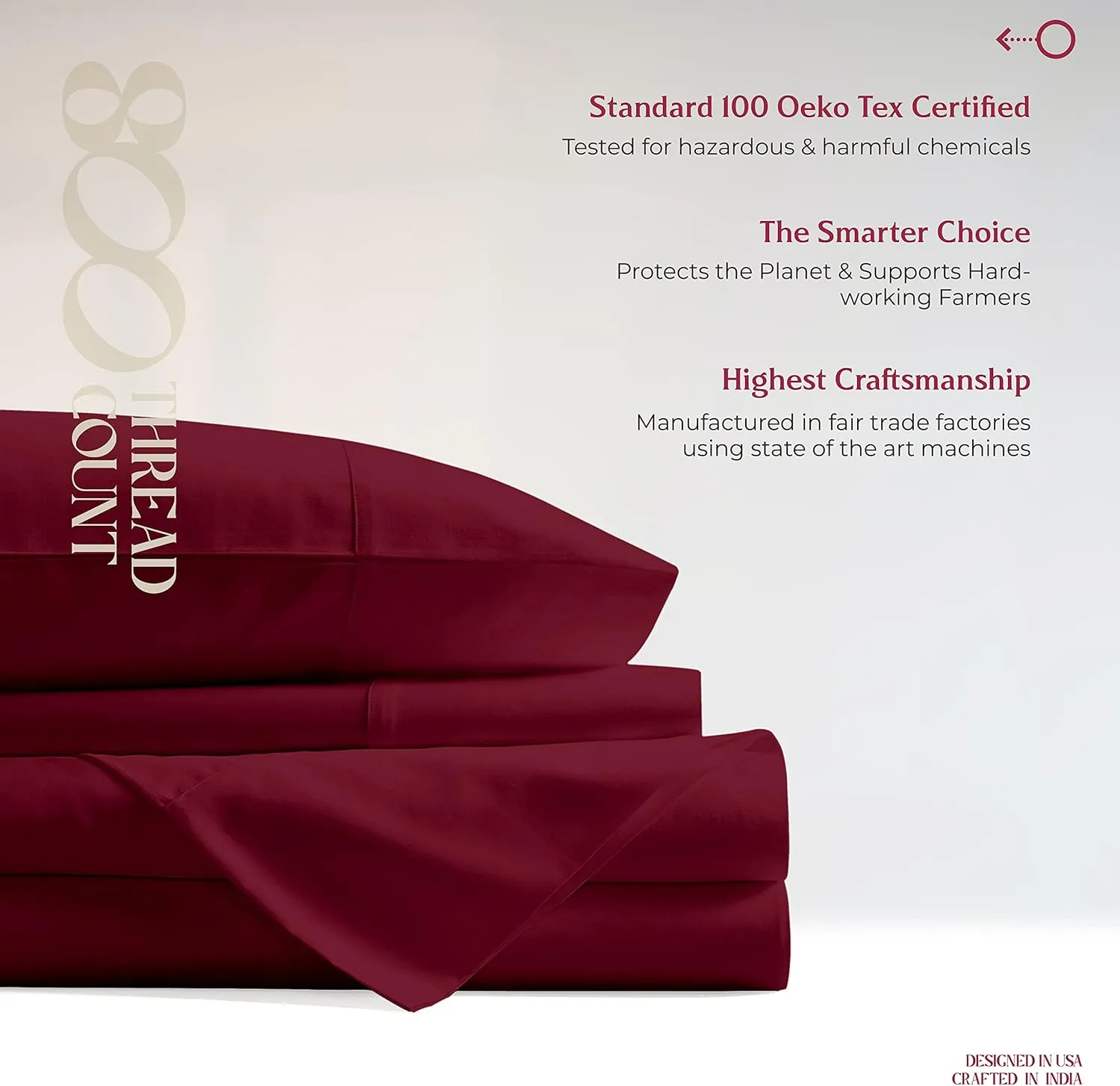 Mayfair Linen Luxury 100% Egyptian Cotton Queen Fitted Sheet Only - 800 TC Hotel Quality 1-Piece Deep Pocket Cotton Fitted Sheet, Soft, Sateen Weave Bottom Sheet, Fits Mattress up to 18 in - Burgundy