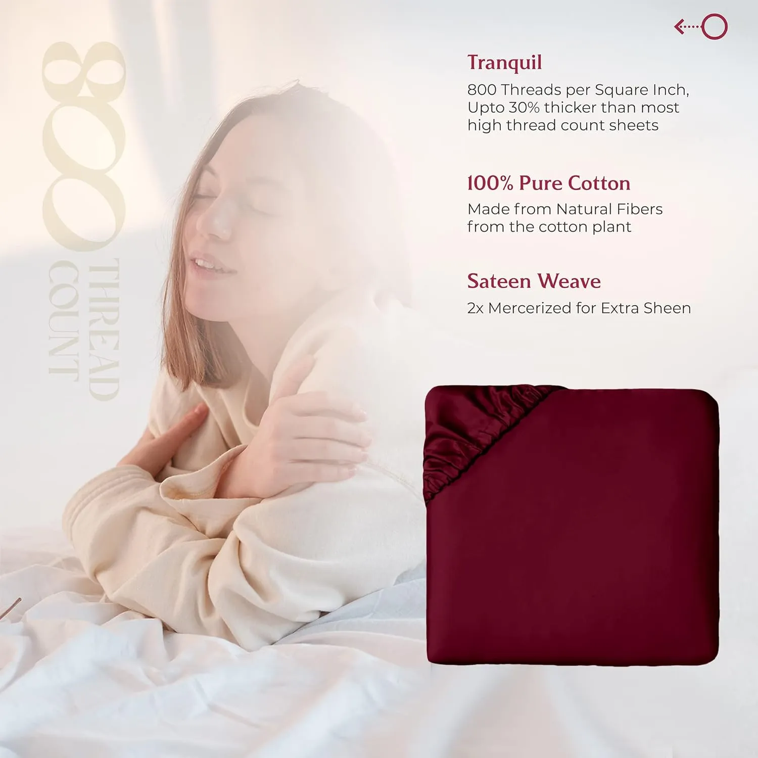 Mayfair Linen Luxury 100% Egyptian Cotton Queen Fitted Sheet Only - 800 TC Hotel Quality 1-Piece Deep Pocket Cotton Fitted Sheet, Soft, Sateen Weave Bottom Sheet, Fits Mattress up to 18 in - Burgundy