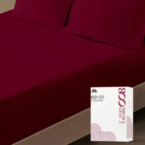 Mayfair Linen Luxury 100% Egyptian Cotton Queen Fitted Sheet Only - 800 TC Hotel Quality 1-Piece Deep Pocket Cotton Fitted Sheet, Soft, Sateen Weave Bottom Sheet, Fits Mattress up to 18 in - Burgundy