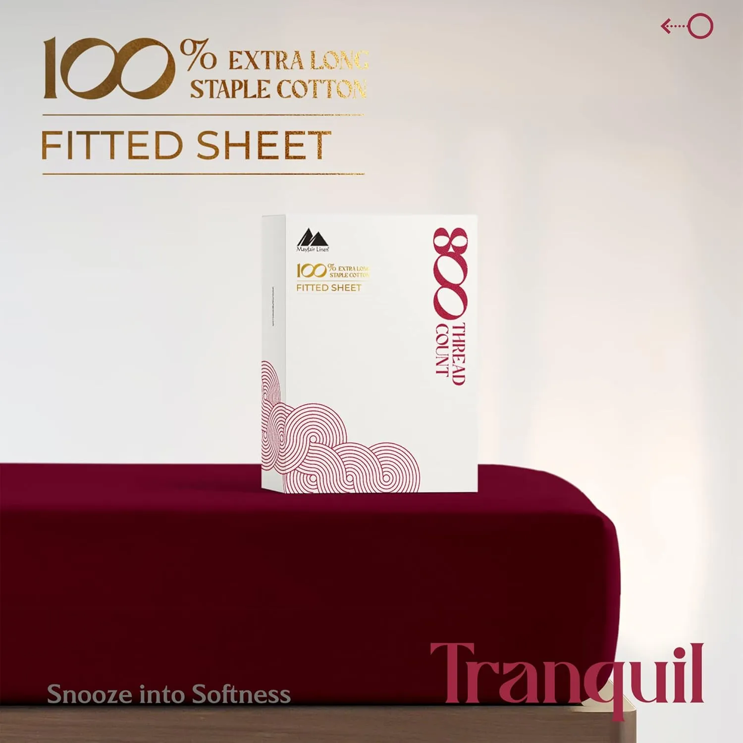 Mayfair Linen Luxury 100% Egyptian Cotton Queen Fitted Sheet Only - 800 TC Hotel Quality 1-Piece Deep Pocket Cotton Fitted Sheet, Soft, Sateen Weave Bottom Sheet, Fits Mattress up to 18 in - Burgundy