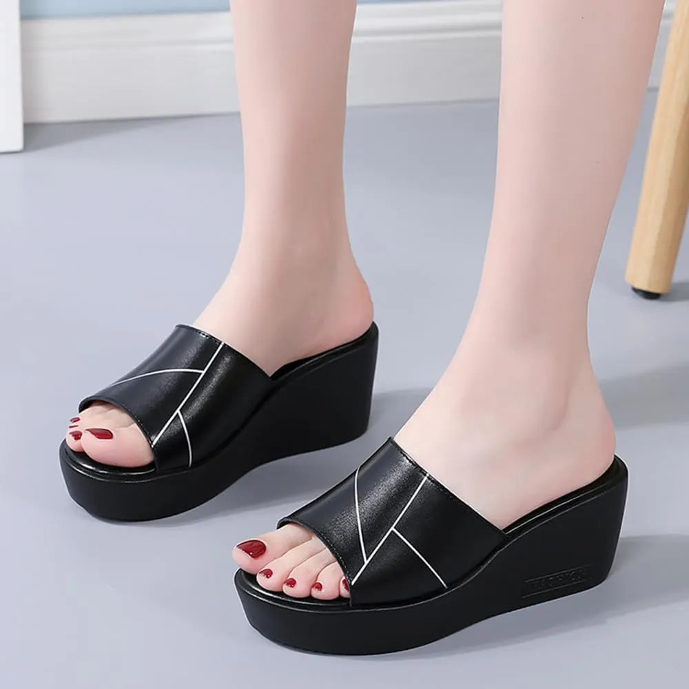 Maylrvjv Womens Platforms Wedge Sandals Comfortable Lightweight Summmer Casual Slide Sandals Slip On Flip Flops