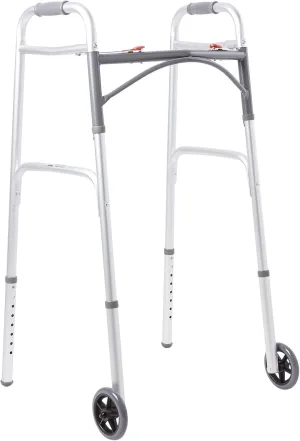 McKesson Folding Walkers with Wheels, Aluminum, 32 in to 39 in, 350 lbs Weight Capacity, 1 Count