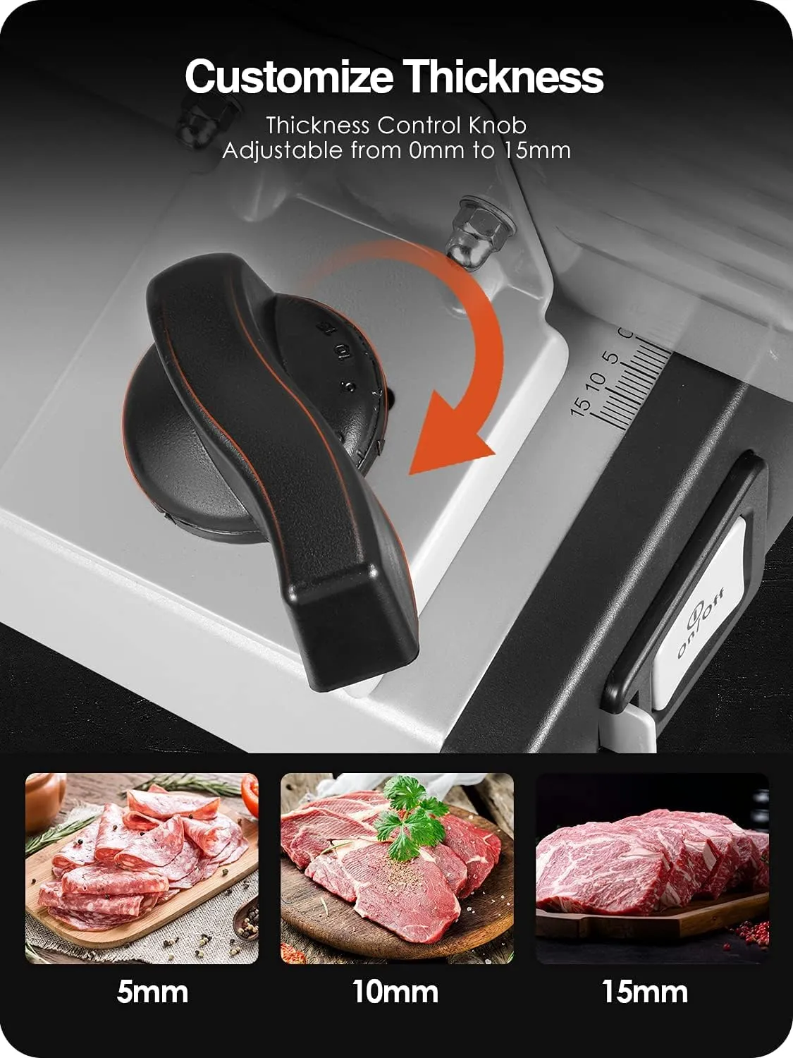 Meat Slicer 200W Electric Deli Food Slicer with 2 Removable 7.5" Stainless Steel Blade, Adjustable Thickness for Home Use, Child Lock Protection, Easy to Clean, Cuts Meat, Bread and Cheese