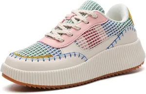 Meidiastra Women's Platform Fashion Sneakers Casual Chunky Low Top City Walking Shoes Lace UP Dolen Sneaker 2024 Orthopedic Walking Shoes with Plantar Fasciitis