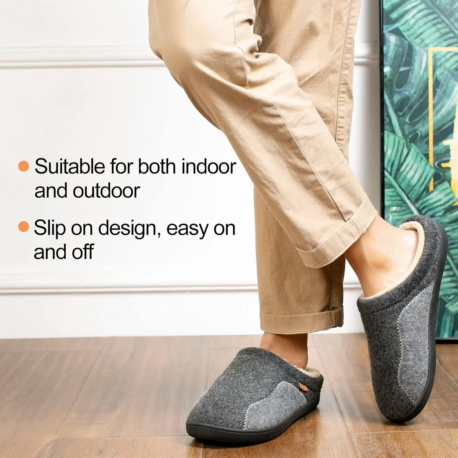 Mens Moccasin Slippers Cozy Memory Foam Fuzzy Plush Lined Slip on Adjustable Tongue House Shoes Indoor Outdoor