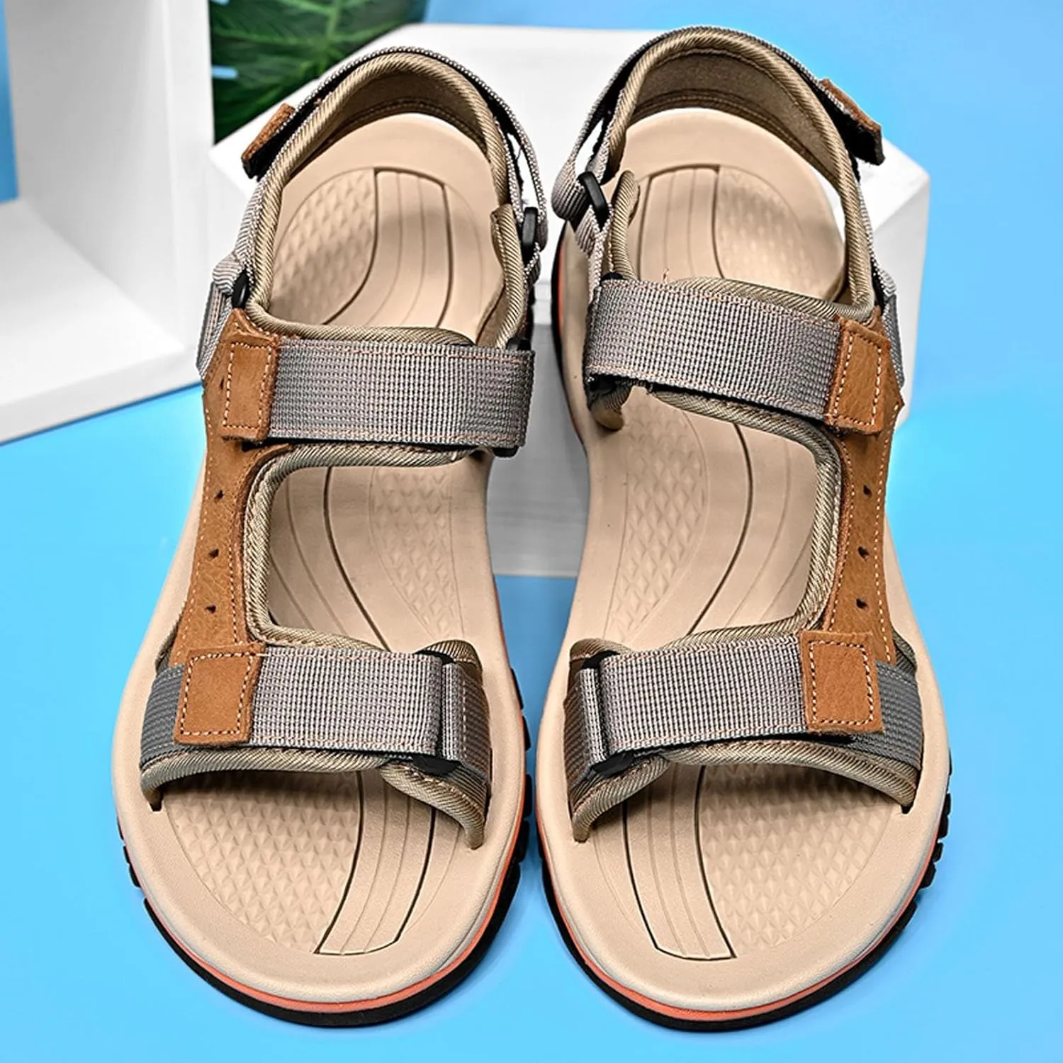 Men's Open Toe Sport Sandals for Summer Casual Walking Beach Outdoor Comfortable Lightweight Hiking Sandal with Arch Support