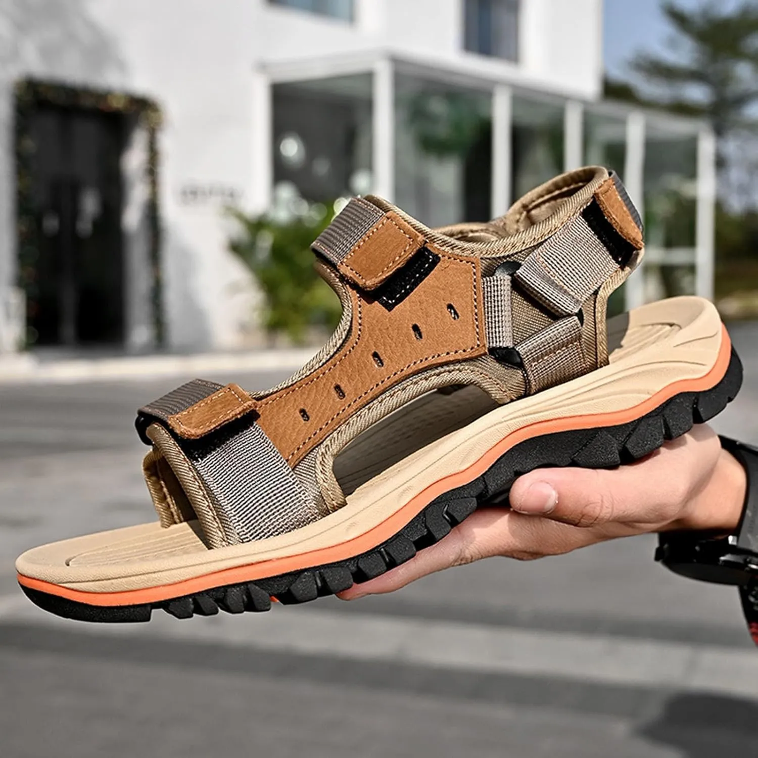 Men's Open Toe Sport Sandals for Summer Casual Walking Beach Outdoor Comfortable Lightweight Hiking Sandal with Arch Support