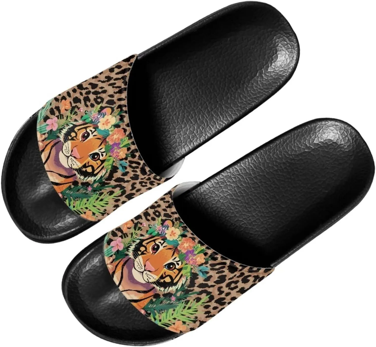 Mens Slide Sandal Slippers Open Toe Flat Slides House Slippers Shower Sandals for Home Beach Pool