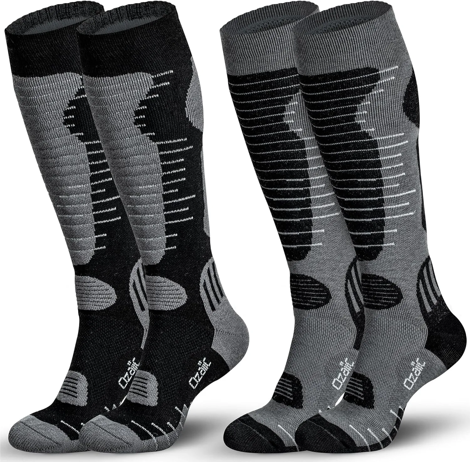Merino Wool Ski Socks Mens Womens 2 Pairs for Skiing, Snowboarding, Thermal Knee High Winter Warm Sports Performance Socks