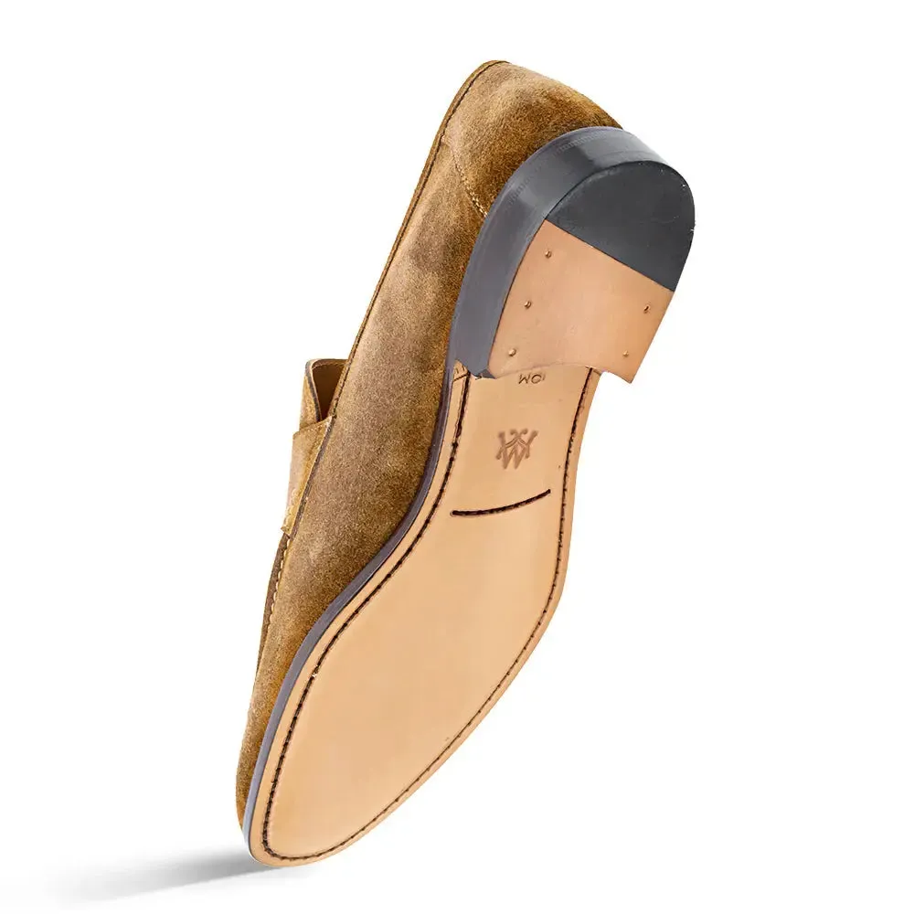 Mezlan Caro 21312 Taupe Genuine Suede Penny Loafers