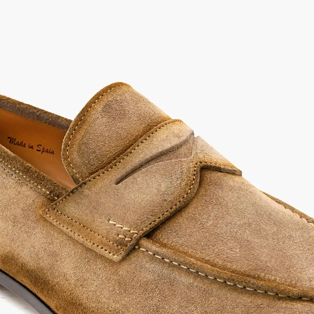 Mezlan Caro 21312 Taupe Genuine Suede Penny Loafers