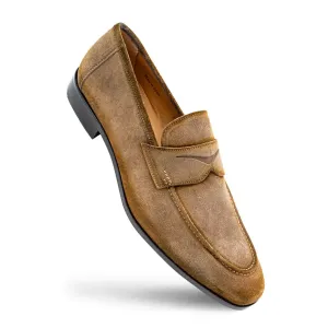 Mezlan Caro 21312 Taupe Genuine Suede Penny Loafers