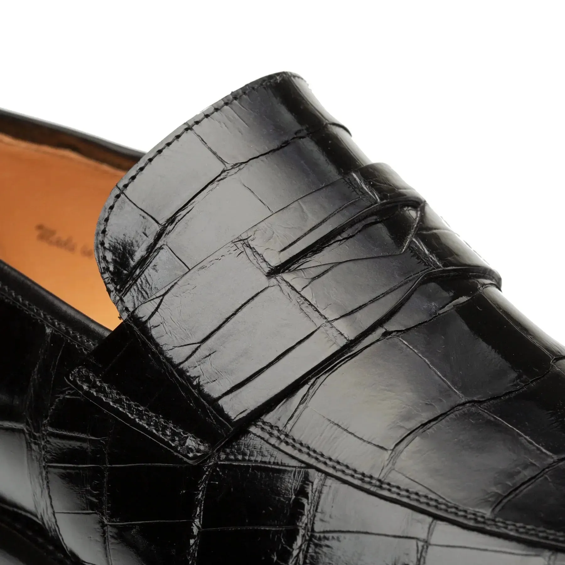 Mezlan Piccolo 4954-J Black Genuine Alligator Penny Loafers