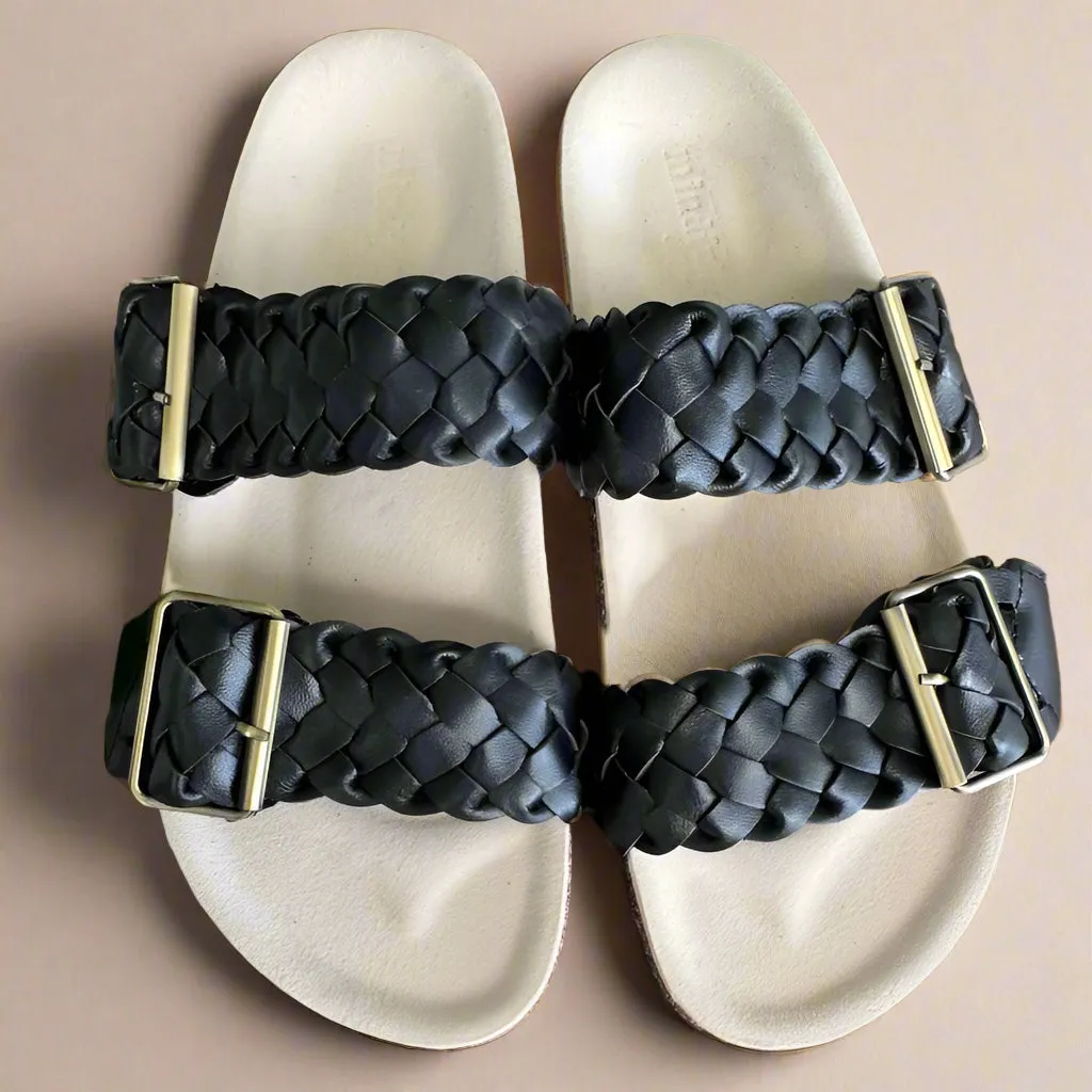 MILEY: Vegan Leather Slides Black
