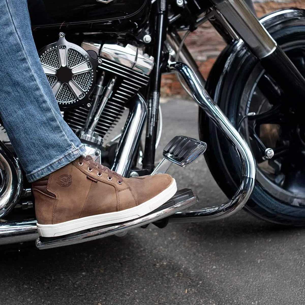Milwaukee Leather MBM9113 Men's Brown Waterproof Leather Motorcycle Reinforced Riding Shoes w/Ankle Support - 8