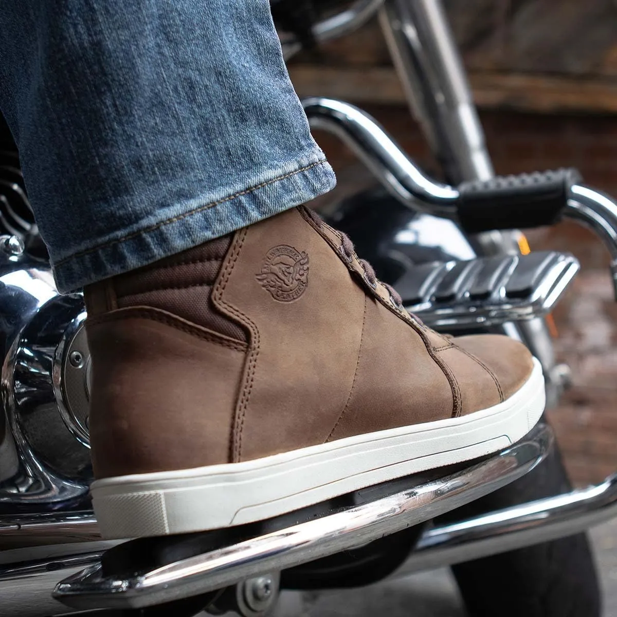 Milwaukee Leather MBM9113 Men's Brown Waterproof Leather Motorcycle Reinforced Riding Shoes w/Ankle Support - 8