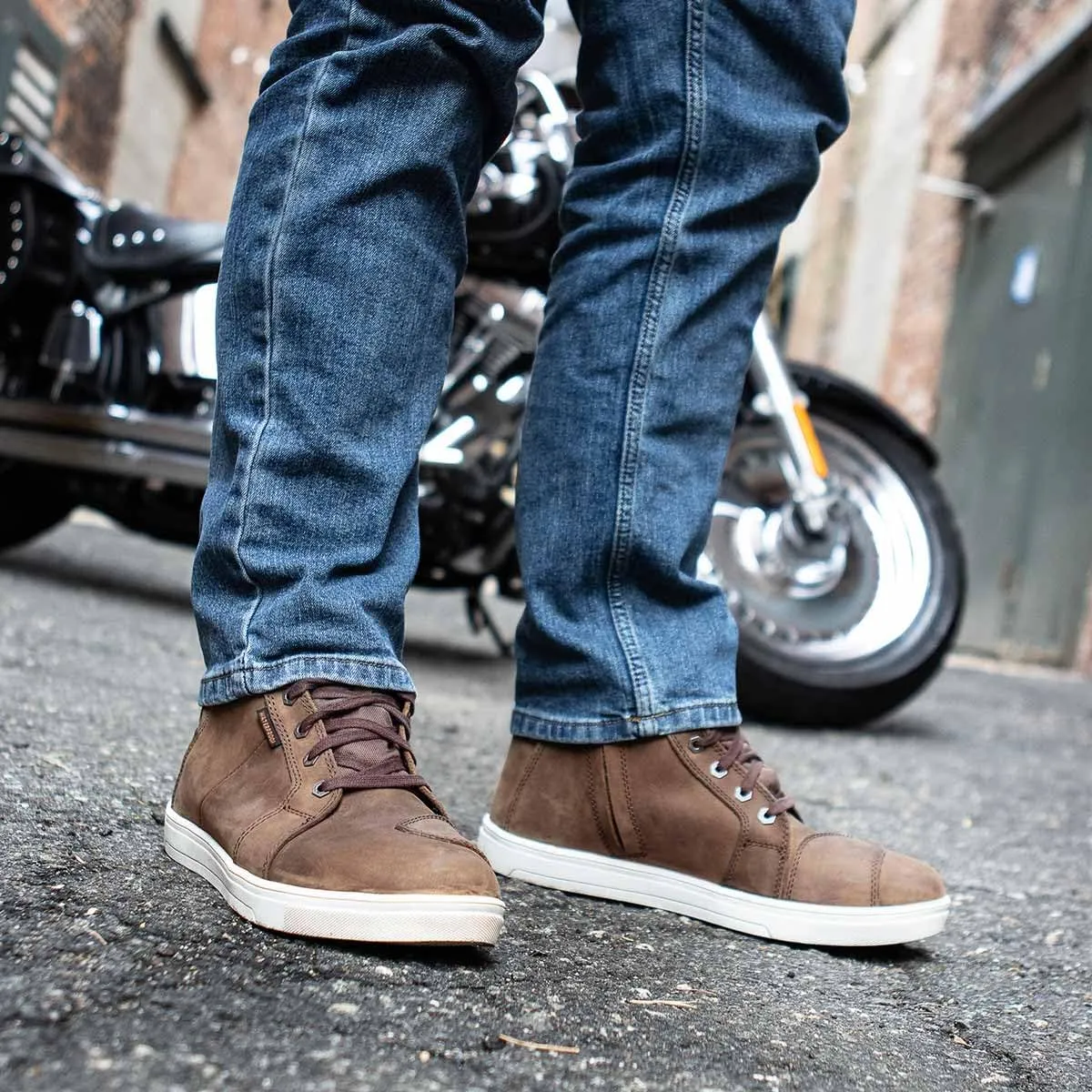 Milwaukee Leather MBM9113 Men's Brown Waterproof Leather Motorcycle Reinforced Riding Shoes w/Ankle Support - 8
