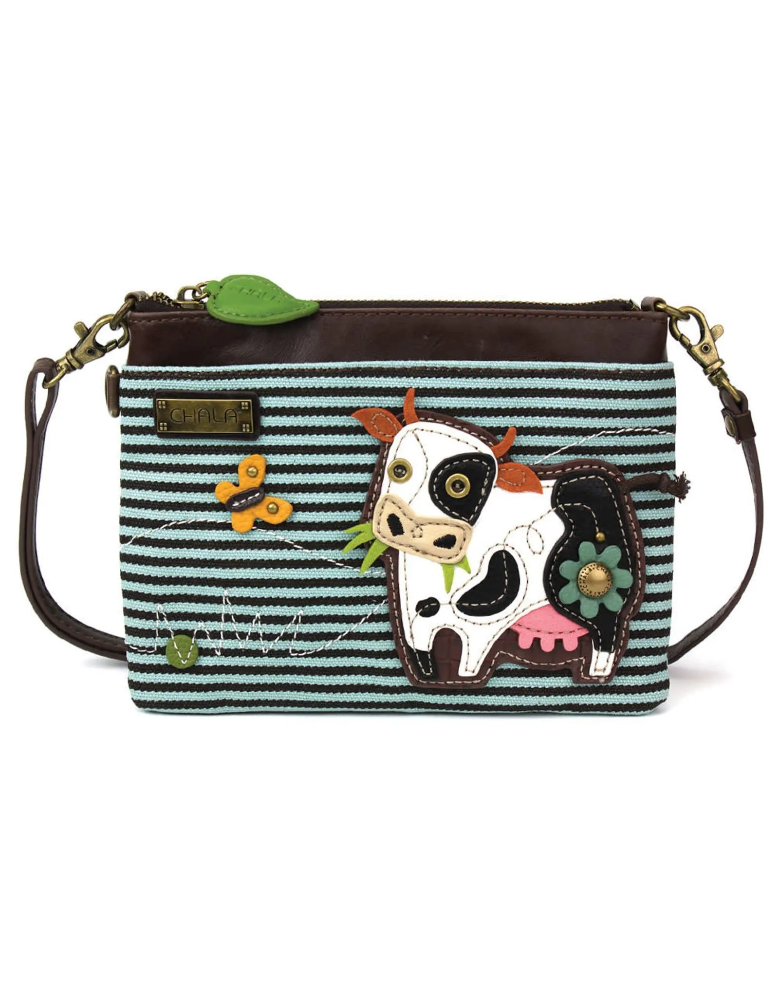 Mini Crossbody - Cow - Blue Stripe - by Chala
