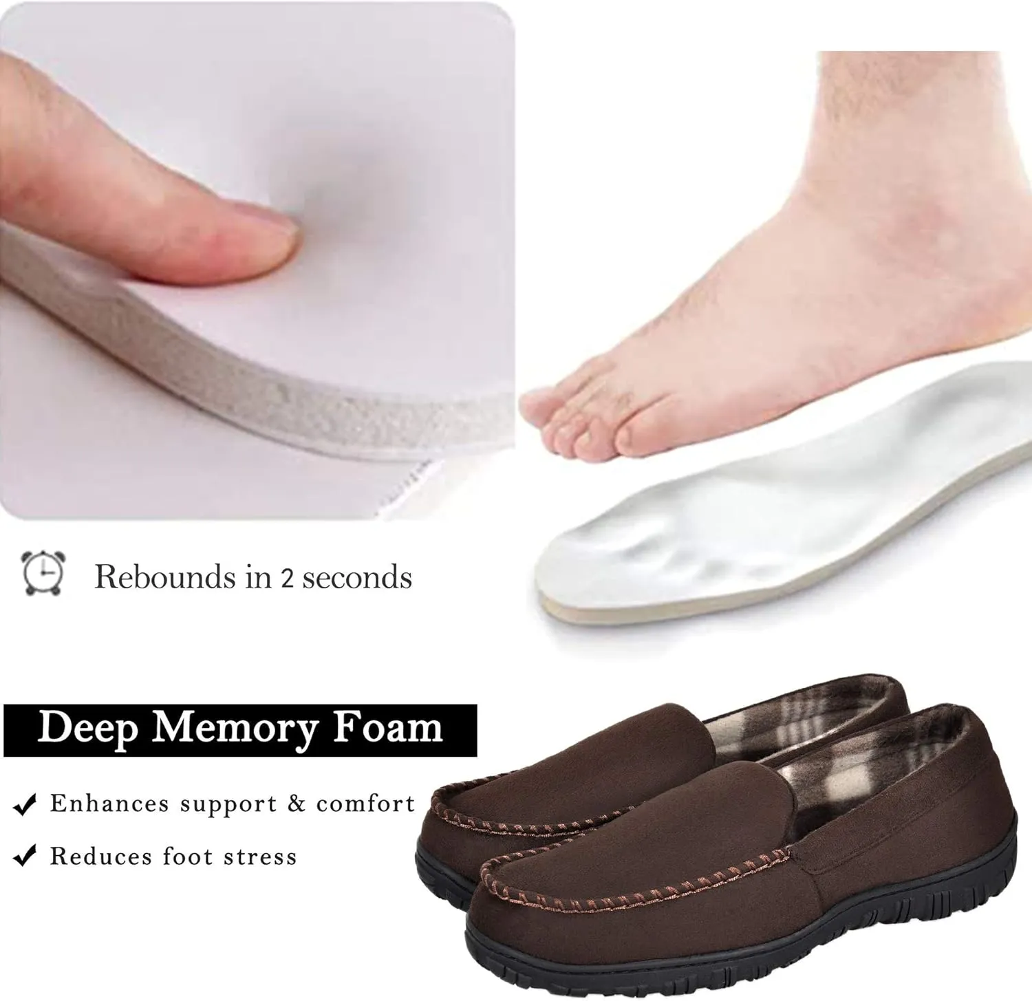 MIXIN Mens Moccasins Slippers Slip On House Shoes with Warm and Cozy Memory Foam Hard Sole Indoor Outdoor