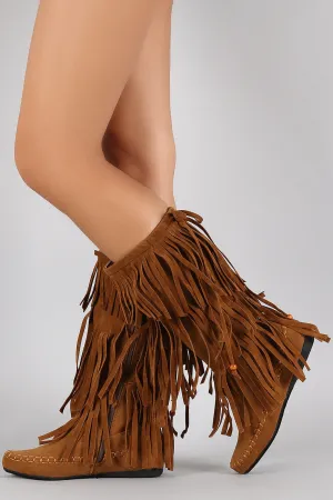Moccasin Boots Fringe Bead Free shipping discount of Time-limited offer Bow Flat Tiers