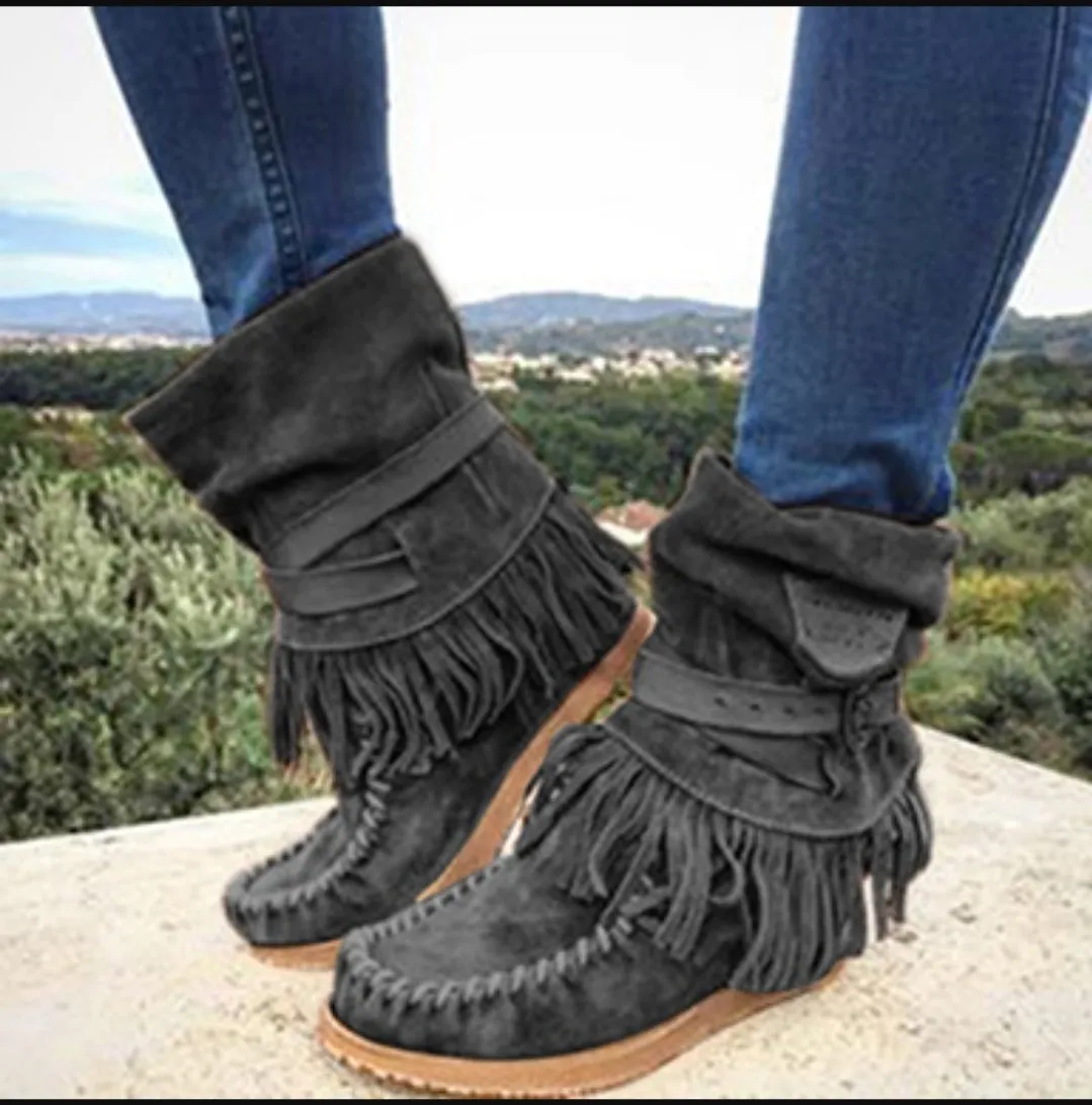Moccasin Fringe Boot Shoes