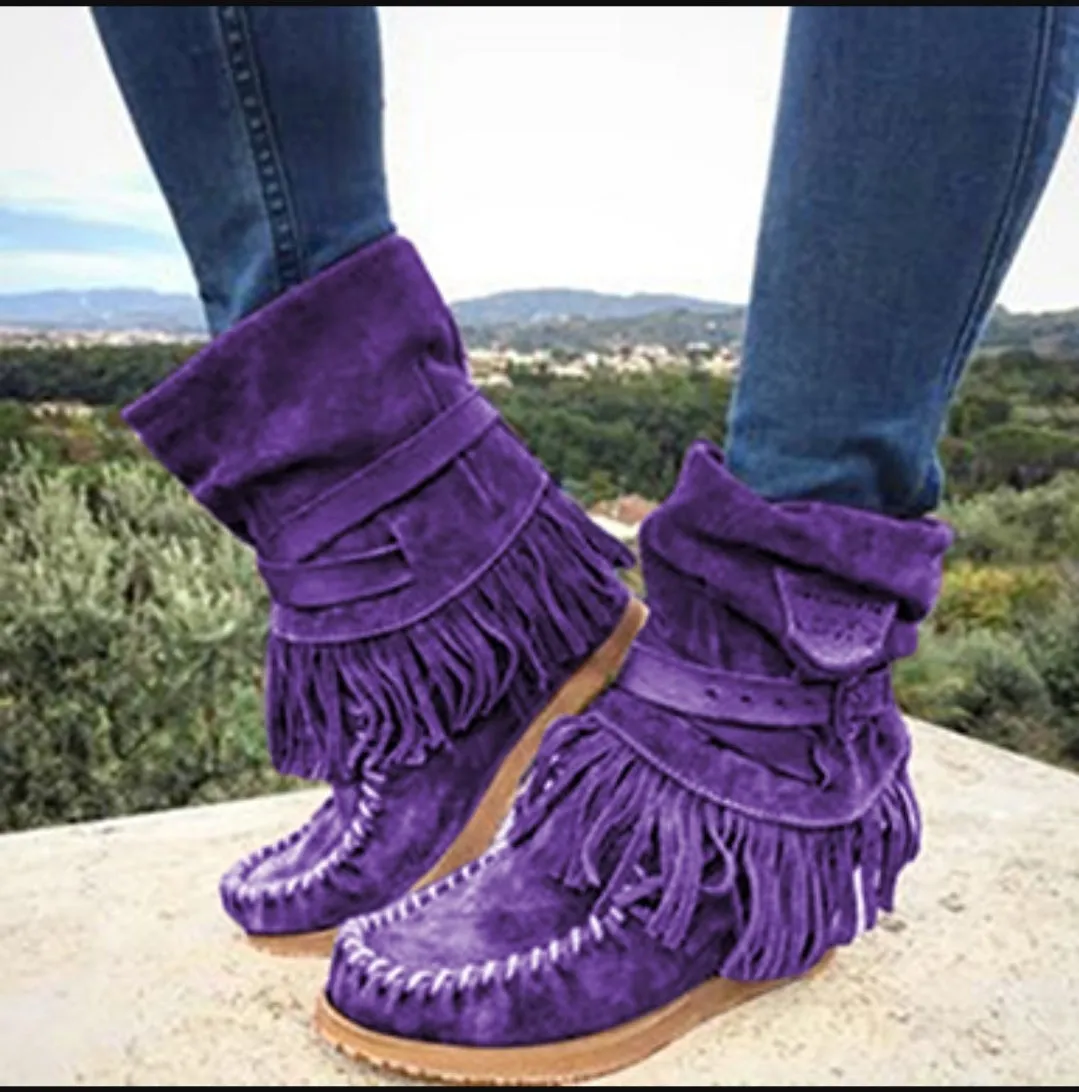 Moccasin Fringe Boot Shoes