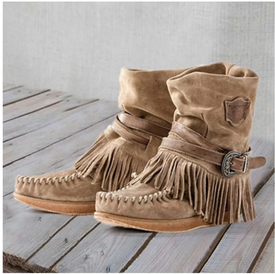 Moccasin Fringe Boot Shoes