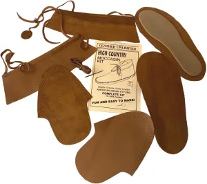 Moccasins Making Kit - Handmade Moccasins Kit - DIY Leather Moccasin Craft Project - Miscellaneous Brown or Tan Colors (Men's 10 / Women's 12 - Suede)