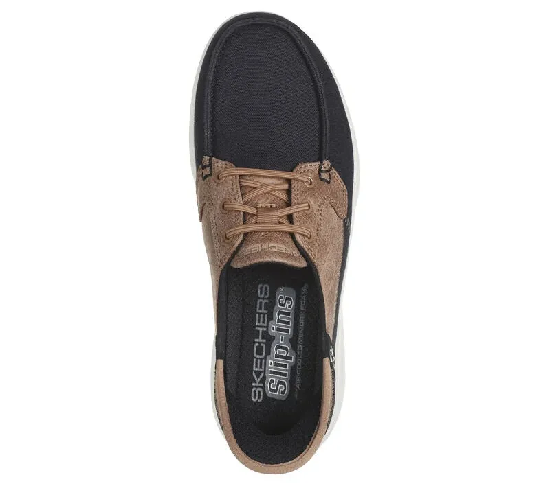 NEW Women's SKECHERS SLIP-INS: ON-THE-GO FLEX - PALMILLA Black White CANVAS Shoes AUTHENTIC IN BOX