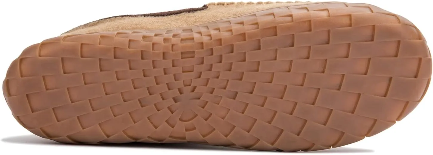 NewDenBer Men's Moccasin Slippers Warm Memory Foam Felted Wool Plush Shearling Lined Slip on Indoor Outdoor House Shoes