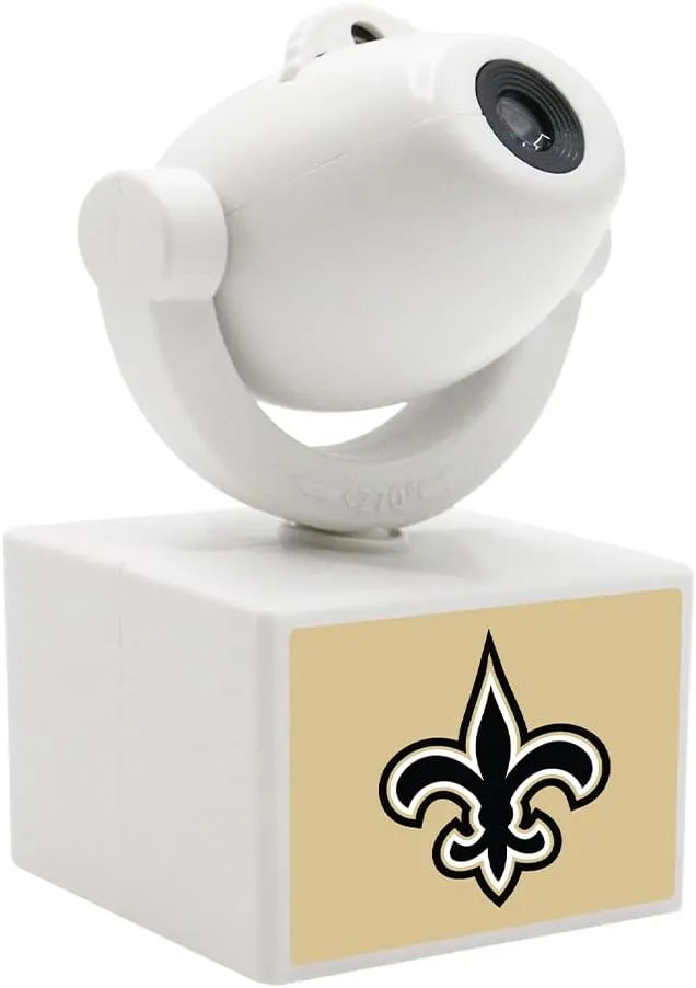 NFL American Football New Orleans Saints - Adjustable Led Mini Spotlight Projector with 6 Team Logo Designs - Portable & Rechargeable Spotlight - Battery-Operated - 4.375” x 3.125”