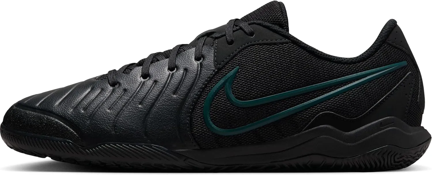 Nike Tiempo Legend 10 Academy Indoor/Court Low-Top Soccer Shoes (DV4341-002, Black/Deep Jungle/Black) Size 4.5