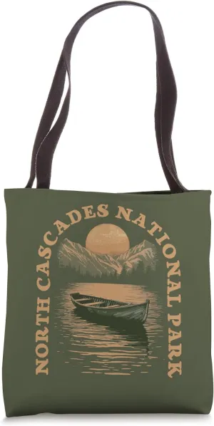 North Cascades National Park Boat Lake Retro Vintage Tote Bag