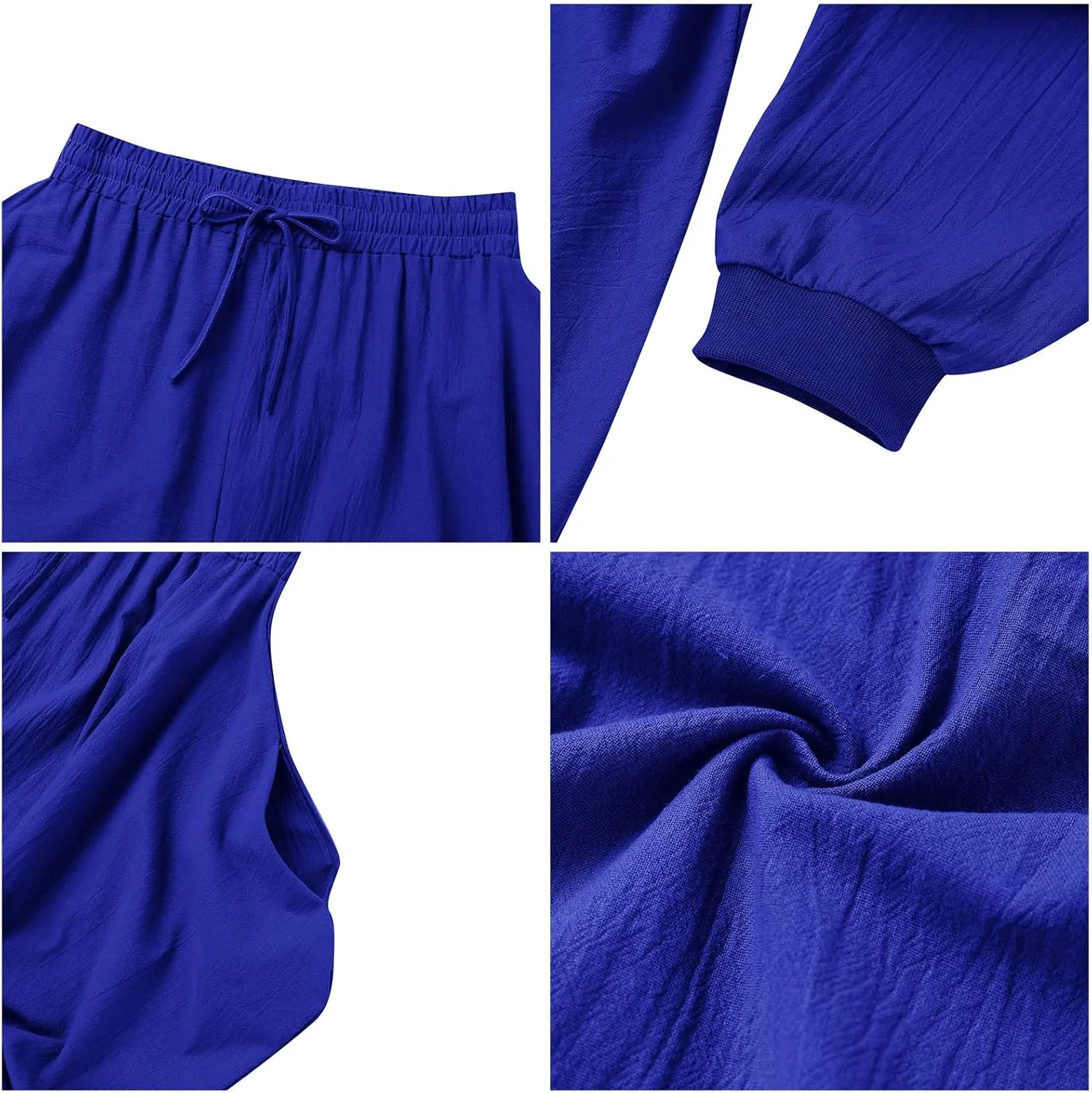 ODIZLI Men Leggings Retro Casual Fashion Design Loose Baggy Harem Pants with Pockets Trousers