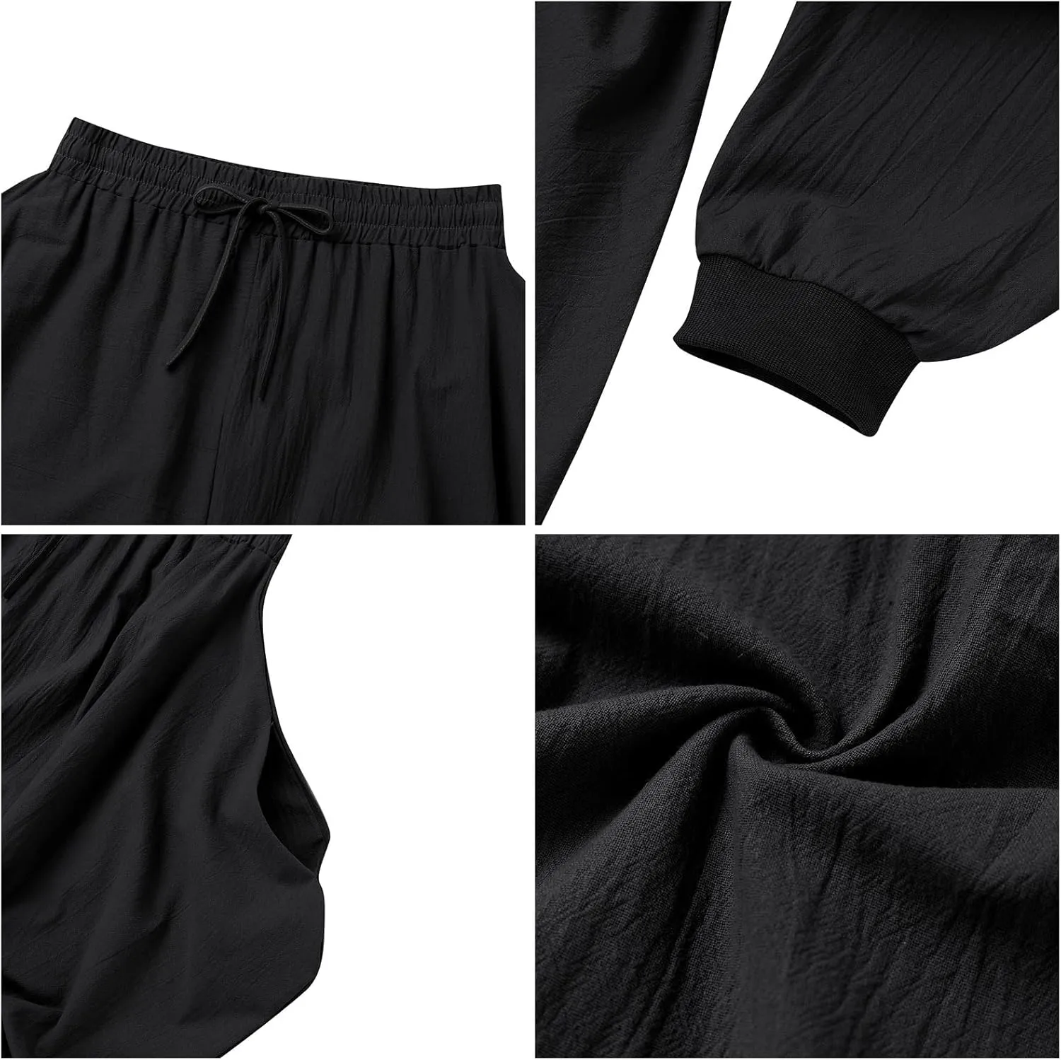 ODIZLI Men Leggings Retro Casual Fashion Design Loose Baggy Harem Pants with Pockets Trousers