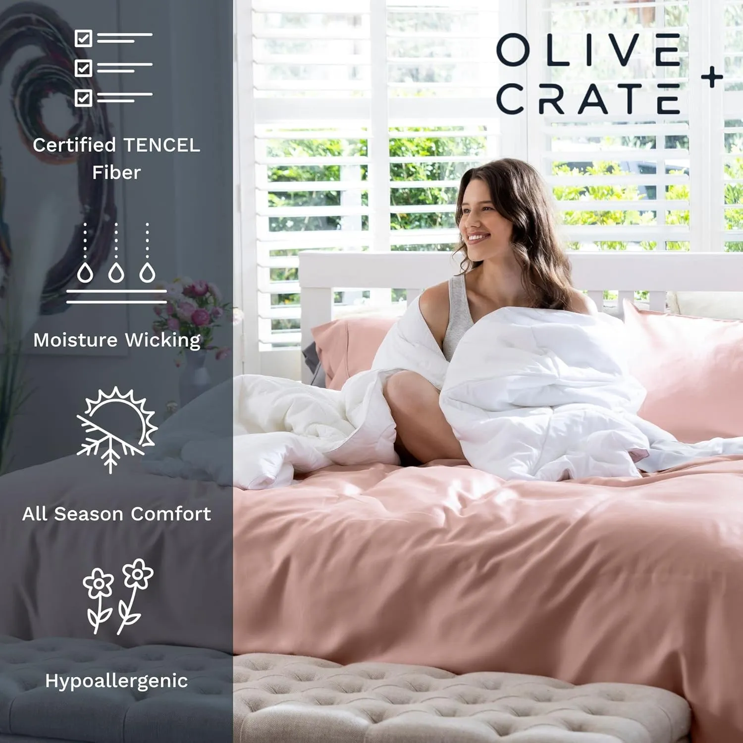 Olive   Crate Eucalyptus Cooling Pillowcase and Sheet Sets King Size | 100% Certified Tencel Fiber from Austria | Better Than Silk Linen Bamboo and Cotton | Deep Pocket Bedding | Moss