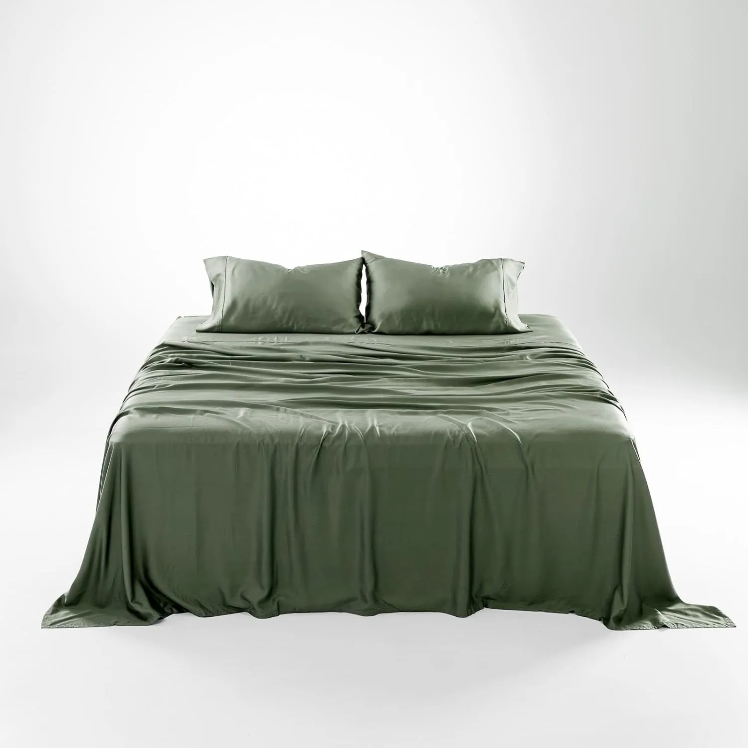 Olive   Crate Eucalyptus Cooling Pillowcase and Sheet Sets King Size | 100% Certified Tencel Fiber from Austria | Better Than Silk Linen Bamboo and Cotton | Deep Pocket Bedding | Moss