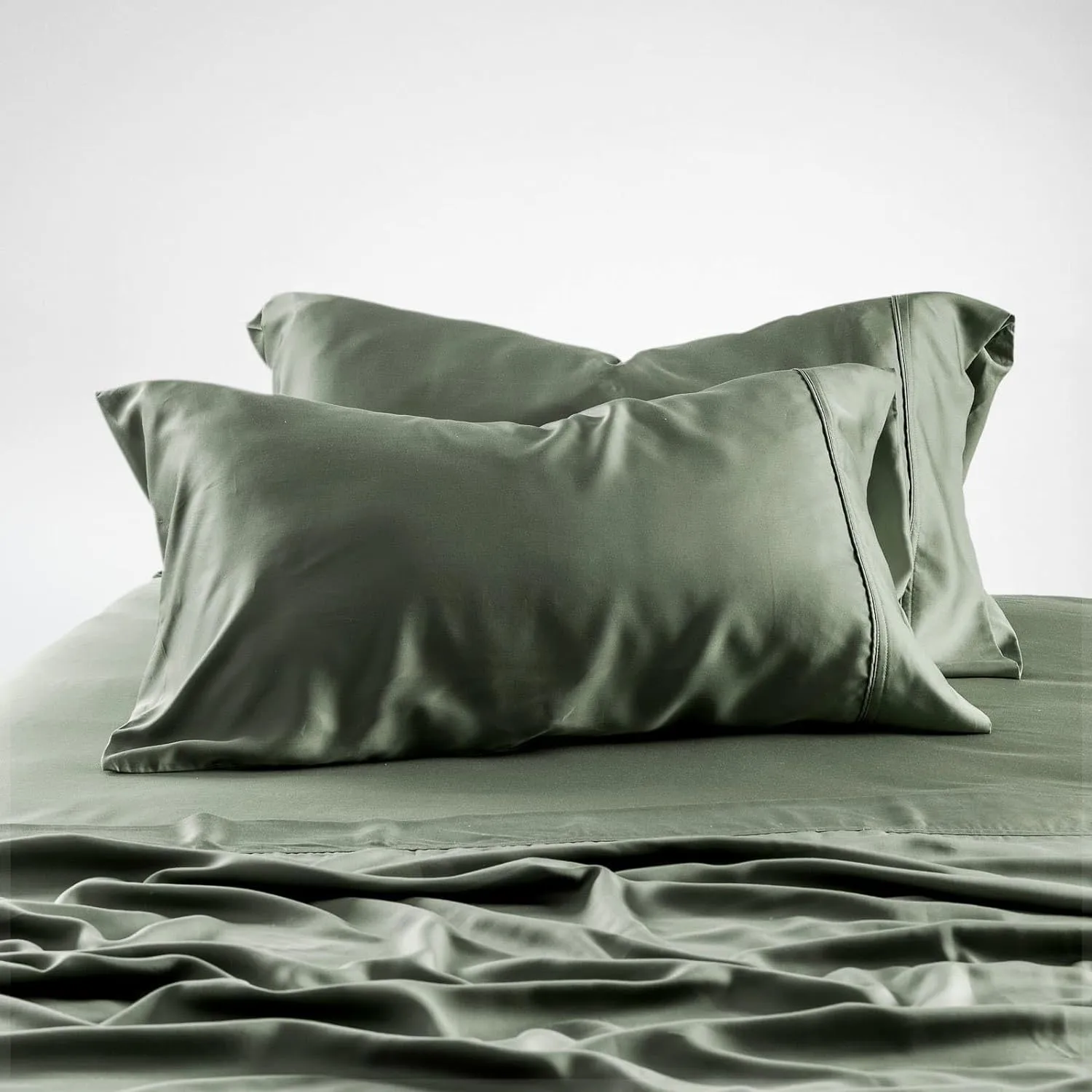 Olive   Crate Eucalyptus Cooling Pillowcase and Sheet Sets King Size | 100% Certified Tencel Fiber from Austria | Better Than Silk Linen Bamboo and Cotton | Deep Pocket Bedding | Moss
