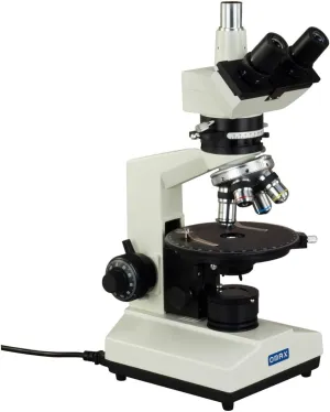OMAX 40X-1500X Trinocular Polarizing Microscope with Quadruple Nosepiece and Bertrand Lens